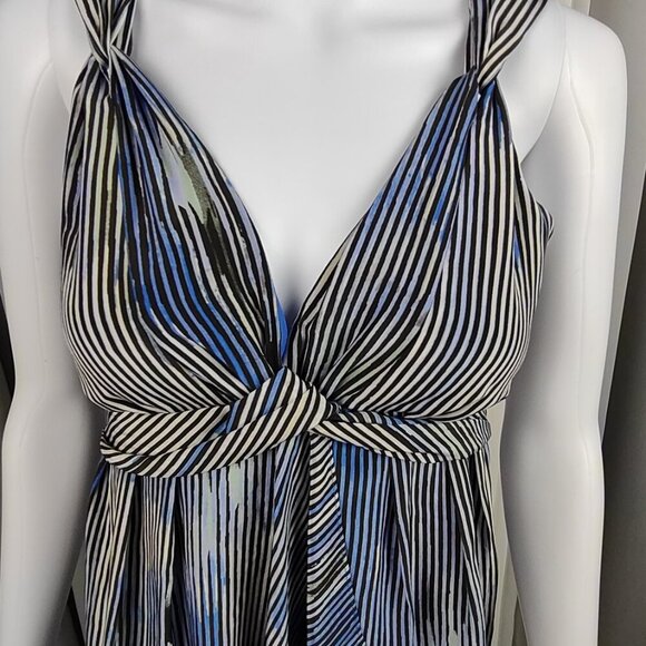 Banana Republic 100% Silk Striped Halter Dress Racerback Lined, Summer Size 2P - Picture 3 of 11